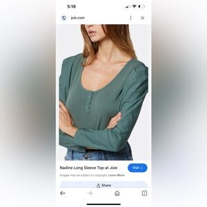 Joie Women's scoop button henley light sage green size Medium